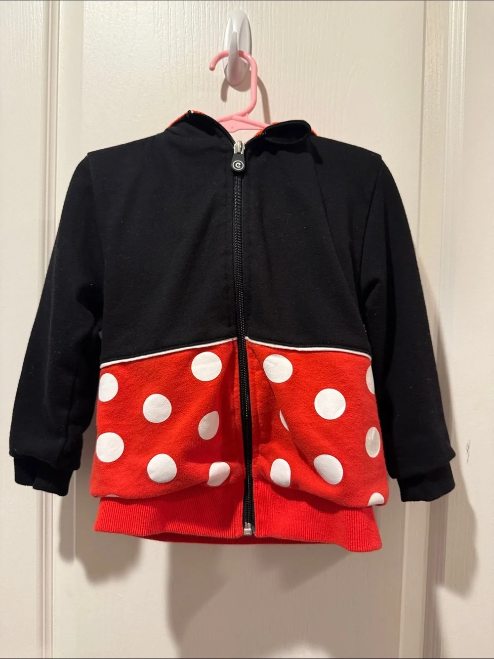 Disney Black and Red Polka Dot Zip-Up Hoodie